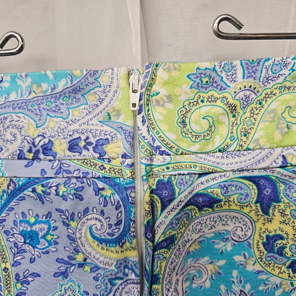 Alanni Blue Green Paisley Skort Boho Floral Retro Mod 10 - Picture 6 of 12